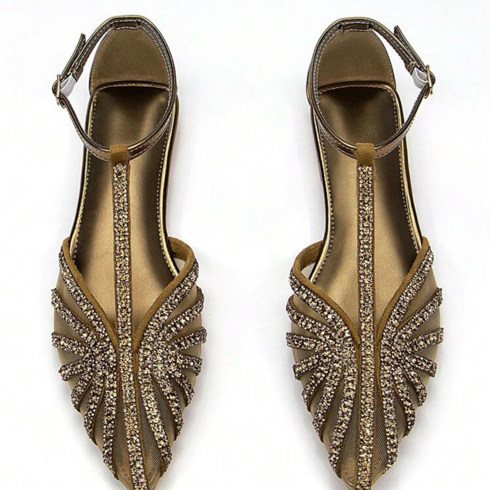 SHEIN Gold Embellished Flats